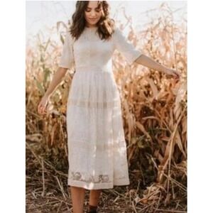 Elegant Cream Midi Dress